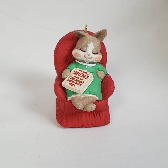 Hallmark Other - 1992 Mom’s Christmas Memories Bunny Ornament – Rabbit in Red Chair with Book, 2.